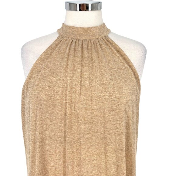 Michael Stars Metallic Gold Halter Dress Cream Beige Size 2 XS - Picture 3 of 13